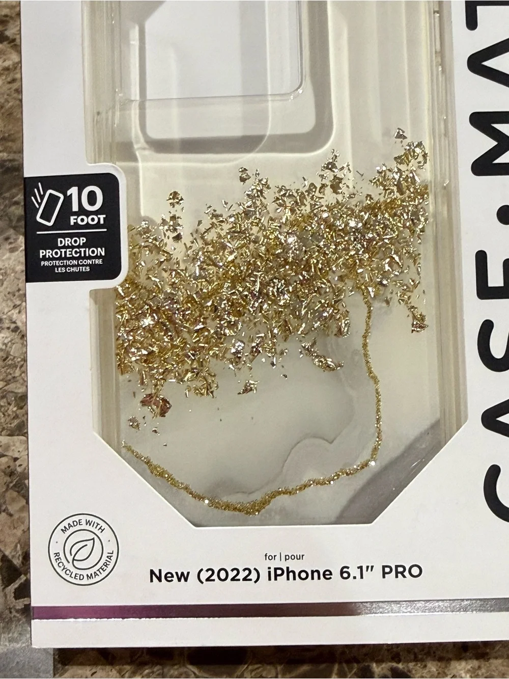 New Case Mate iPhone 6.1” Pro marble gold glitter case